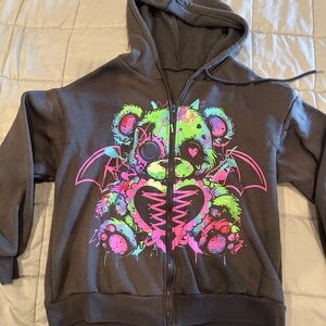 ROMWE Hoodie with Colorful Bear Graphic